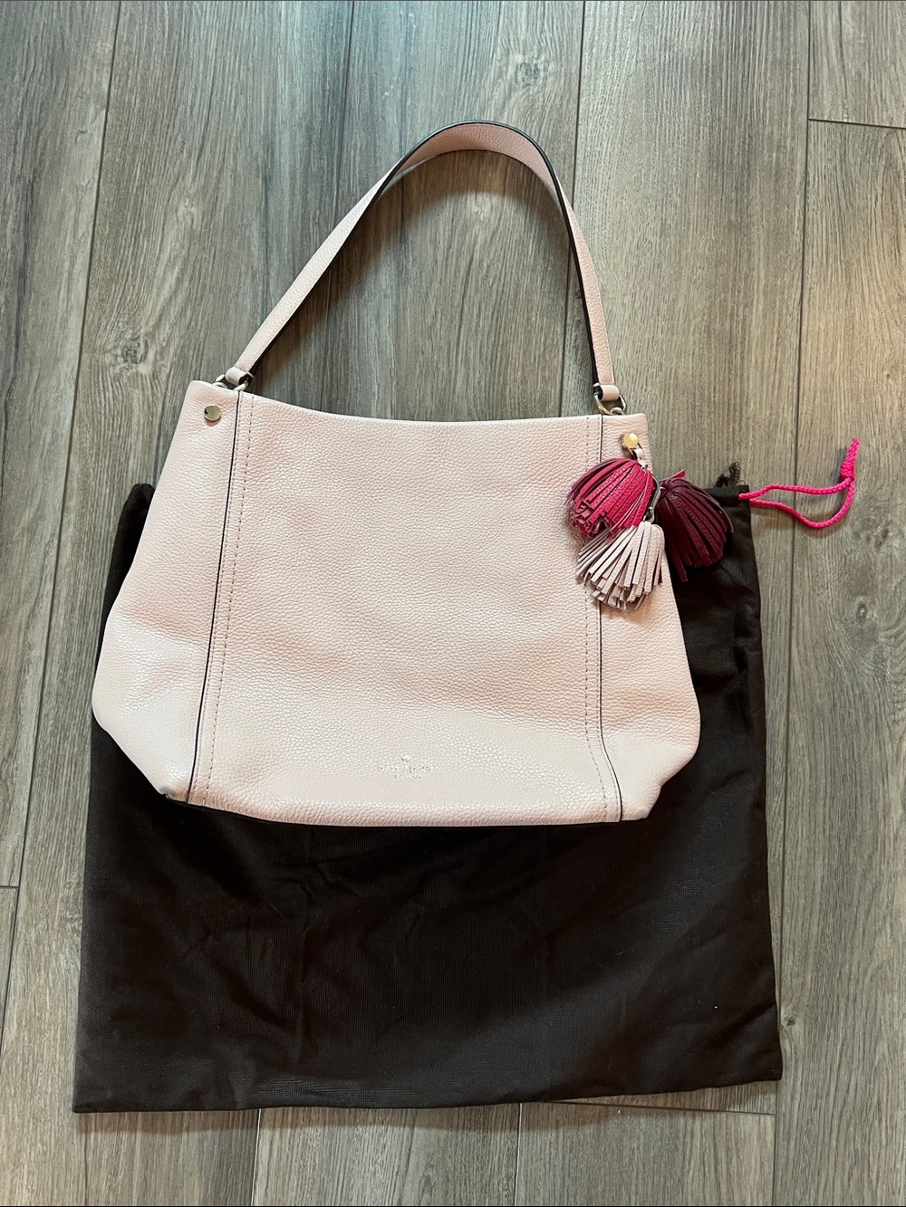 Kate Spade Blush Pink Leather Tote with Tassel Charm